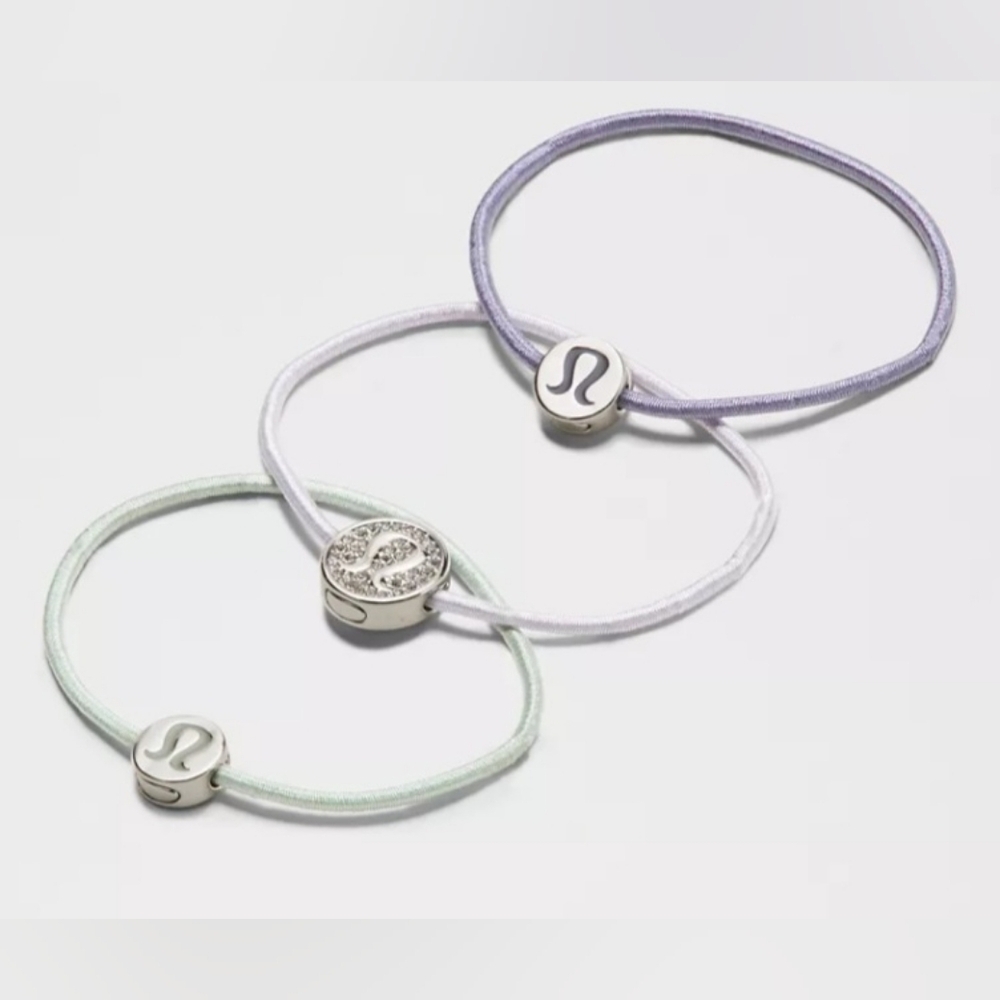 Lululemon Athletica Logo Hair Ties - Green, Gray, Purple, New